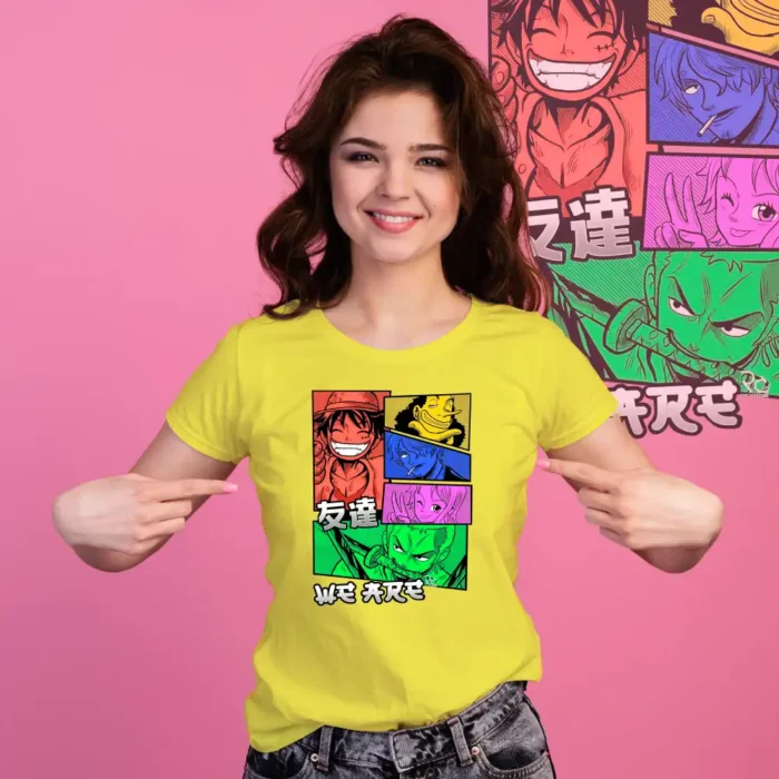 Camiseta One Piece Personajes amarilla