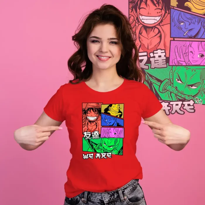 Camiseta One Piece Personajes roja